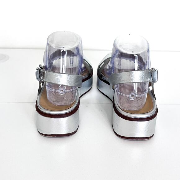 Naturalizer Comfort Platform Womens Sandals Size 7M Silver Leather Open Toe - Picture 4 of 10
